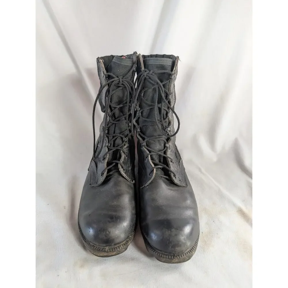 Ro-Search Combat Boots Mens 9.5 W Black Leather Military Tactical Lug Sole Shoes